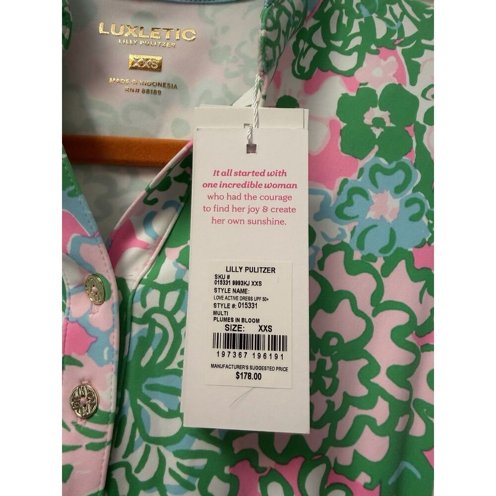 NWT Lilly Pulitzer Luxletic Love Active Dress UPF 50+ Plumes In Bloom XXS - Picture 3 of 10